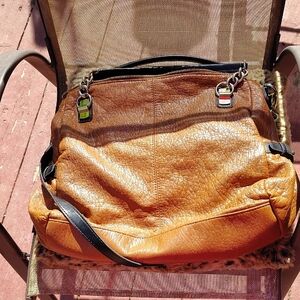 Steve Madden Tan and Black Shoulder Bag with Chain Detailing